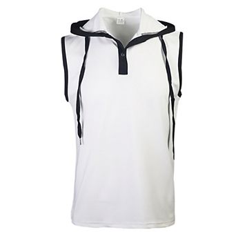 Men’s Sleeveless Hoodie Henley Tank Top Slim Fit Cut Off Shirt Lightweight Gym Workout T-Shirt
