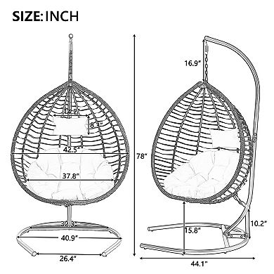 Outdoor Hanging Hammock Chair Egg Swing Chair with Stand and Cushion
