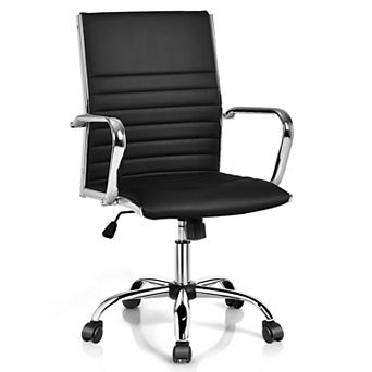 Gymax PU Leather Office Chair High Back Conference Task Chair Black