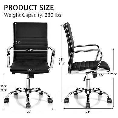 Gymax PU Leather Office Chair High Back Conference Task Chair Black