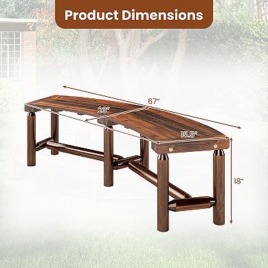 Gymax 2PCS Patio Curved Bench for 2-3 People Outdoor Loveseat for Backyard Garden