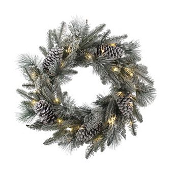 St. Nicholas Square® LED Flocked Pine Artificial Wreath