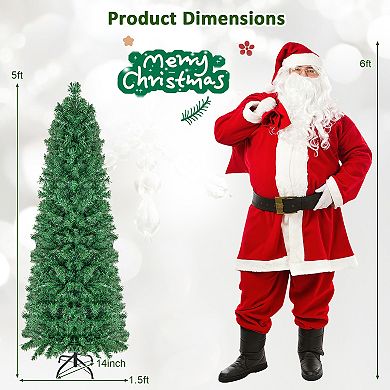 Gymax 5 FT Fiber Optic Artificial Christmas Tree Slim Pencil Xmas Tree