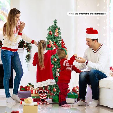 Gymax 5 FT Fiber Optic Artificial Christmas Tree Slim Pencil Xmas Tree