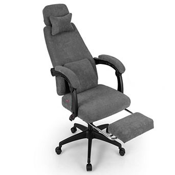Gymax Reclining Home Office Chair Retractable Footrest High-Back Ergonomic Executive