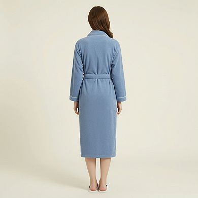 Women's Long Plush Robe with Shawl Collar Tie Waist Belt Front Pockets Soft Fleece Robe