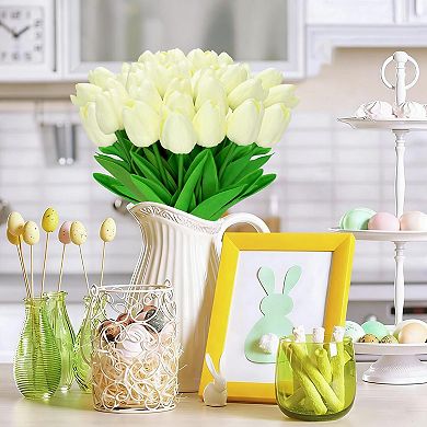 Artificial Tulip Stems Realistic Pu Flower Spring Garland Wedding Bouquet