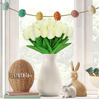 Artificial Tulip Stems Realistic Pu Flower Spring Garland Wedding Bouquet