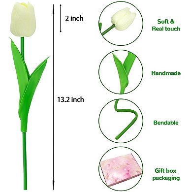 Artificial Tulip Stems Realistic Pu Flower Spring Garland Wedding Bouquet