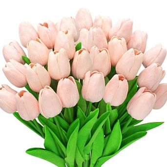 Artificial Tulip Stems Realistic Pu Flower Spring Garland Wedding Bouquet