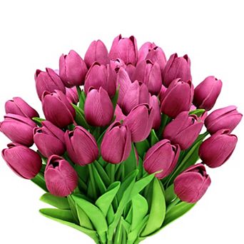 Artificial Tulip Stems Realistic Pu Flower Spring Garland Wedding Bouquet