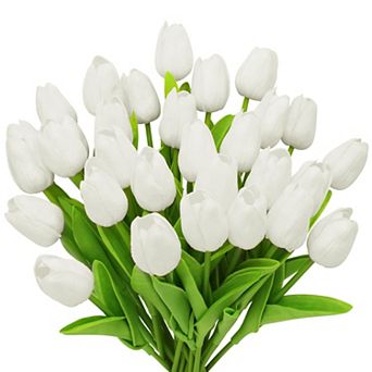 Artificial Tulip Stems Realistic Pu Flower Spring Garland Wedding Bouquet