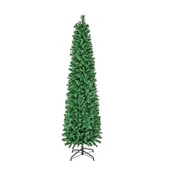 Gymax 7 FT Fiber Optic Artificial Christmas Tree Slim Pencil w/ Colorful Lights & 697 Branch Tips