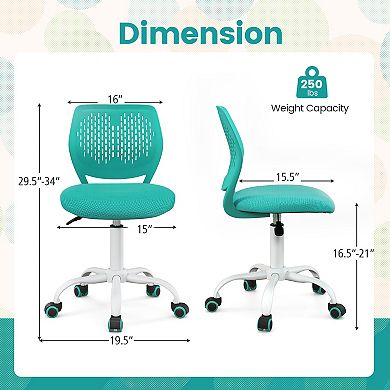 Gymax Kids Desk Chair Ergonomic Swivel Children Mesh Study Height Adjustable