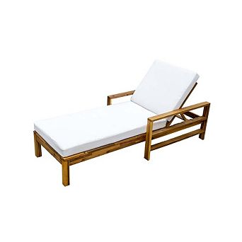 Acacia Wood Adjustable Backrest Outdoor Lounge Chair With Cushions
