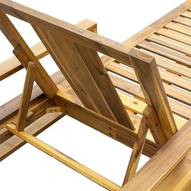Acacia Wood Adjustable Backrest Outdoor Lounge Chair With Cushions