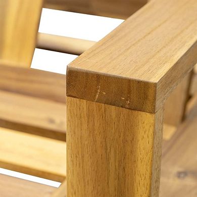 Acacia Wood Adjustable Backrest Outdoor Lounge Chair With Cushions