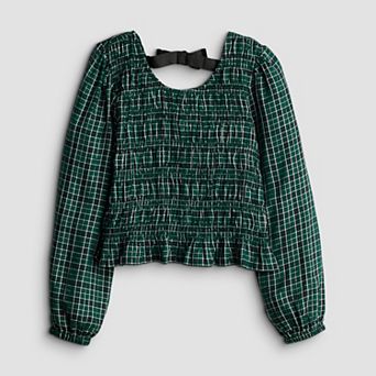 Girls 6-20 SO® Long Sleeve Smocked Top in Regular & Plus Size