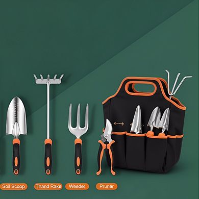 Stainless Steel Heavy Duty Gardening Tool Set, Non-Slip Rubber Grip with Storage Tote Bag