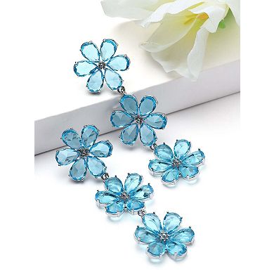 AGP PARIS Triple Floral Crystal Drop Earrings