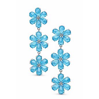 AGP PARIS Triple Floral Crystal Drop Earrings