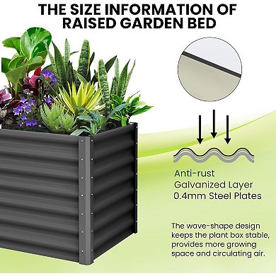 2 Pcs Galvanized Raised Garden Bed 6x3x2 FT, Outdoor Planter Box for Flowers & Vegetables, Dark Grey