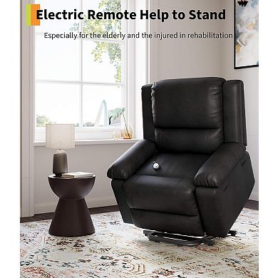 Power Lift Recliner Chair, PU Leather with Heat and Massage, 400LB Capacity
