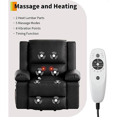 Power Lift Recliner Chair, PU Leather with Heat and Massage, 400LB Capacity