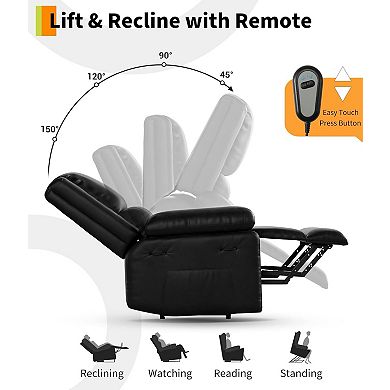 Power Lift Recliner Chair, PU Leather with Heat and Massage, 400LB Capacity