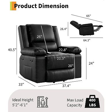 Power Lift Recliner Chair, PU Leather with Heat and Massage, 400LB Capacity