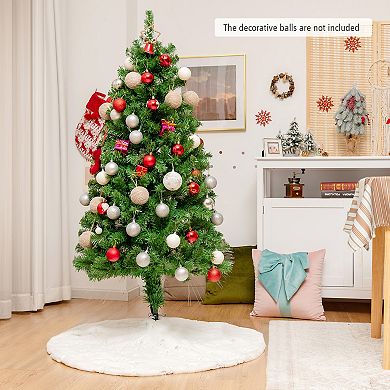 Gymax 5/6/7 FT Pre-lit Artificial Christmas Tree Fiber Optic Xmas Tree Holiday Decor