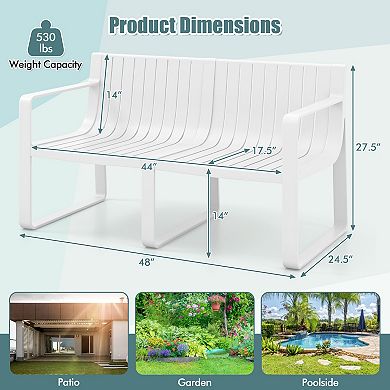 Gymax Patio Loveseat 2-Person Bench w/ Curved Backrest Slatted Design for Backyard