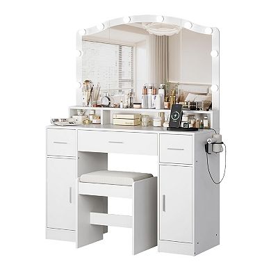 ANIXOL Vanity Desk with LED Mirror and Storage