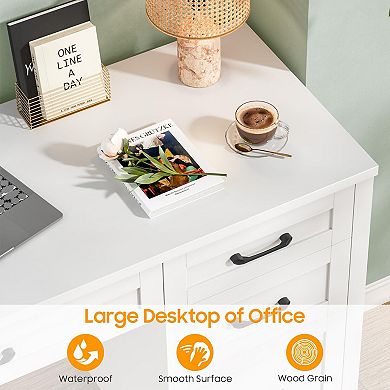 Farmhouse 47" Executive Desk, Computer Desk with File Drawer and Charging Station, Workstation