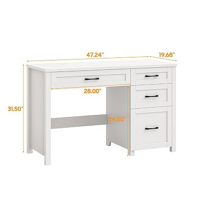 Farmhouse 47" Executive Desk, Computer Desk with File Drawer and Charging Station, Workstation