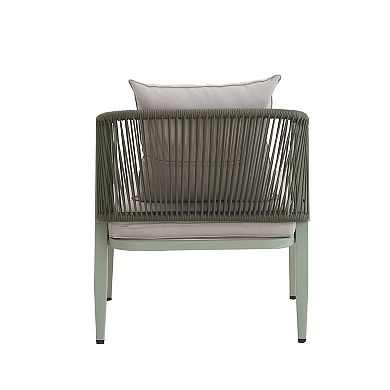 Outdoor Metal Seating Set With Cushions for Patios, Lawns