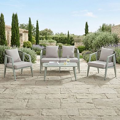 Outdoor Metal Seating Set With Cushions for Patios, Lawns