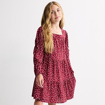 Girls 6-20 SO® Long Sleeve Tiered Dress in Regular & Plus Size