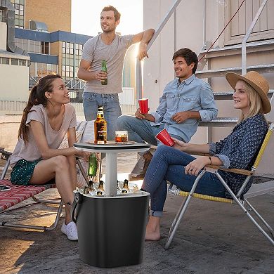 EFU 4 Gallon Portable Ice Cooler Table, 3-in-1 Lift-Top Side Table with Handle for Outdoor