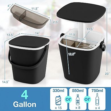 EFU 4 Gallon Portable Ice Cooler Table, 3-in-1 Lift-Top Side Table with Handle for Outdoor