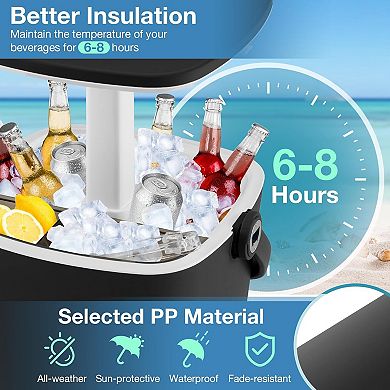 EFU 4 Gallon Portable Ice Cooler Table, 3-in-1 Lift-Top Side Table with Handle for Outdoor