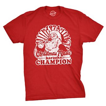 Mens 1974 Christmas Music Karaoke Champion T shirt Funny Vintage Graphic Tee