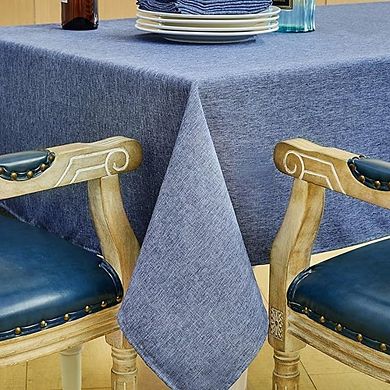 Denim Blue Linen Rectangle Tablecloth Waterproof Wrinkle-Resistant Cover