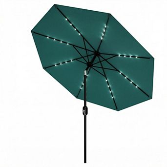 ANIXOL Solar LED Patio Umbrella with Crank and Tilt, Polyester Fabric, Iron Frame