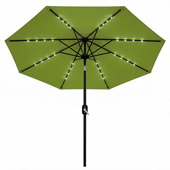 ANIXOL Solar LED Patio Umbrella with Crank and Tilt, Polyester Fabric, Iron Frame