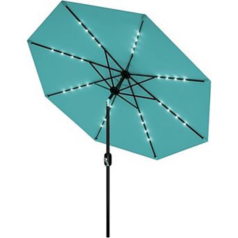 ANIXOL Solar LED Patio Umbrella with Crank and Tilt, Polyester Fabric, Iron Frame