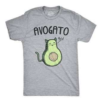 Mens Avogato Funny T shirt Avocado Cat Tee Cute Kitty Face Graphic Novelty Humor