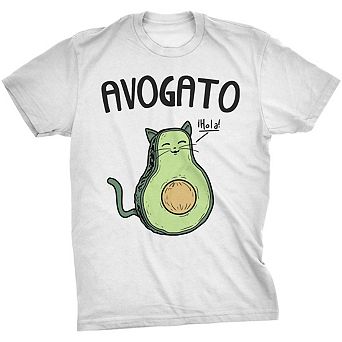 Mens Avogato Funny T shirt Avocado Cat Tee Cute Kitty Face Graphic Novelty Humor