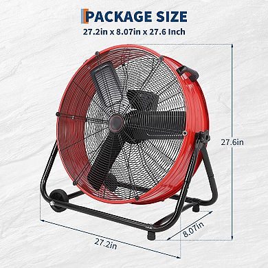 ANIXOL Heavy Duty High Speed 24 Inch Floor Fan with Adjustable Tilt AND Casters