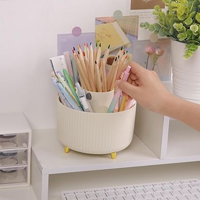 360 Rotating Desk Pen Organizer with 5 Slots for Office and Home